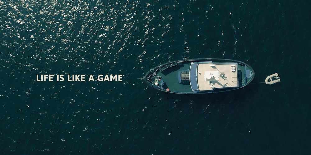 Ocean aesthetic Twitter post template, life is like a game vector