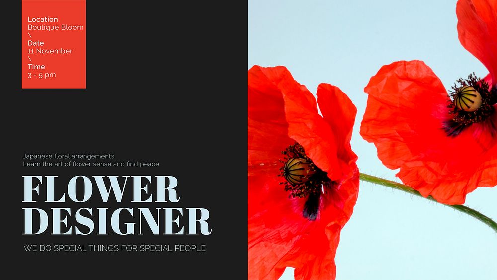 Aesthetic flower blog banner template,  event advertisement vector