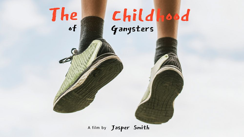 Childhood aesthetic YouTube thumbnail template, dangling feet with sneakers vector