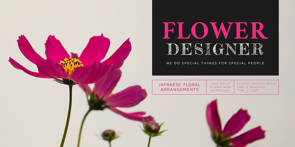 Aesthetic flower Twitter post template,  event advertisement vector