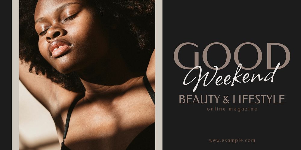 Beauty, lifestyle Twitter post template, online magazine ad vector