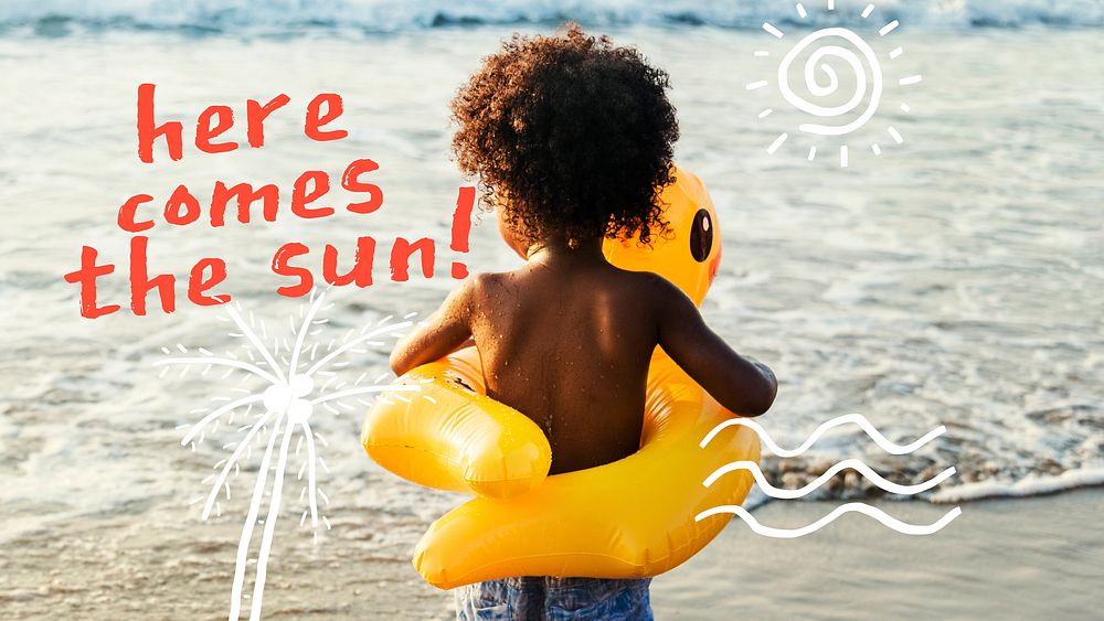 Beach travel  blog banner template,  kid & summer vector