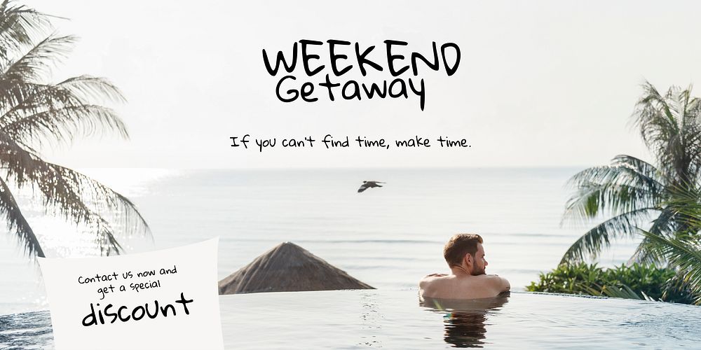 Weekend getaway Twitter post template, travel editable design vector
