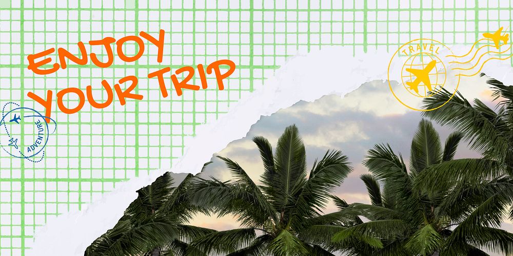 Tropical travel Twitter post template, summer vacation  vector