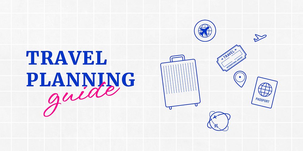 Travel planning  Twitter post template, cute doodle design vector