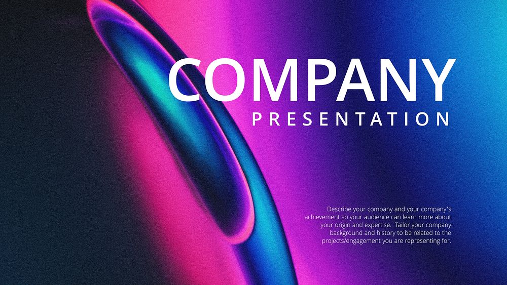 Neon fluid PowerPoint presentation template, purple aesthetic vector