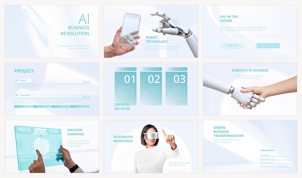 Futuristic technology presentation template set vector