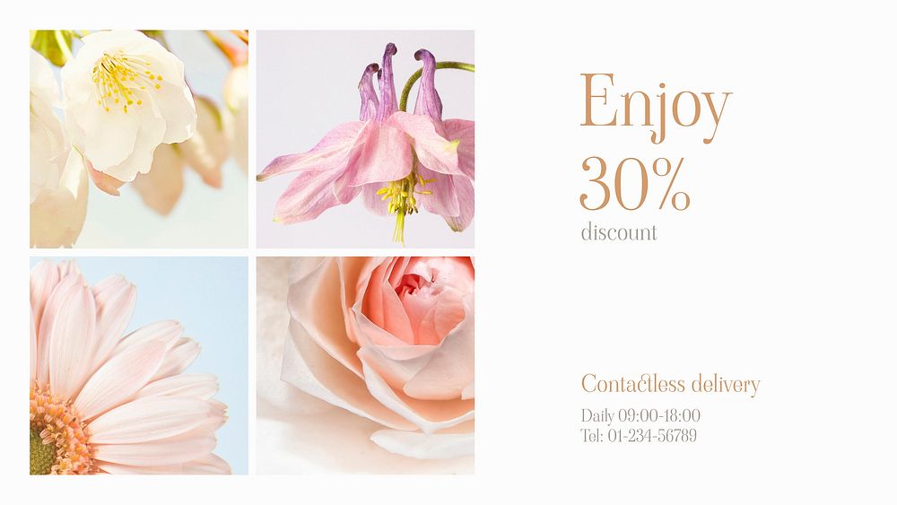 Flower collage blog banner template, sale ad vector