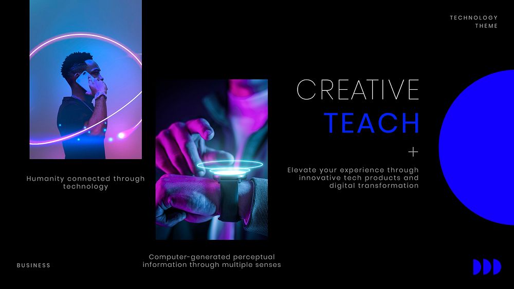 Creative teach Facebook ad template, neon design vector