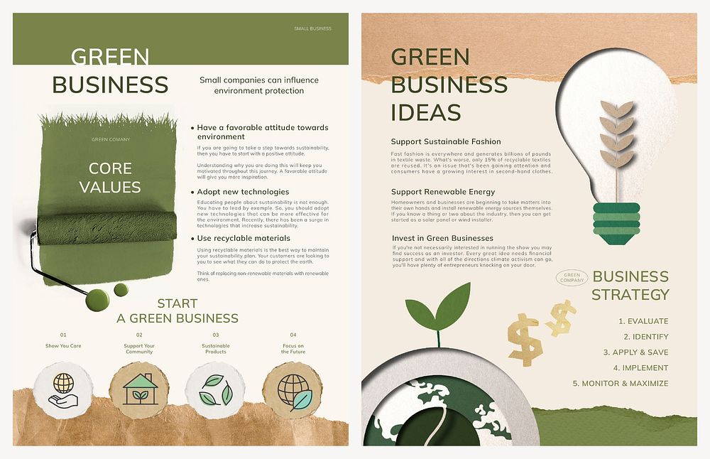 Sustainable business flyer template, green corporate  psd