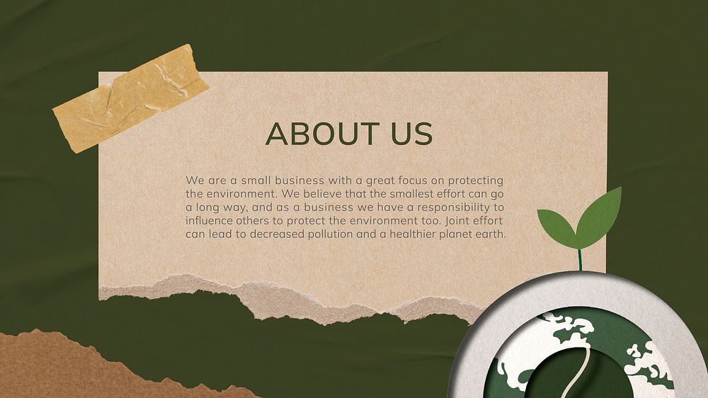 About us PowerPoint editable template, ripped paper design vector