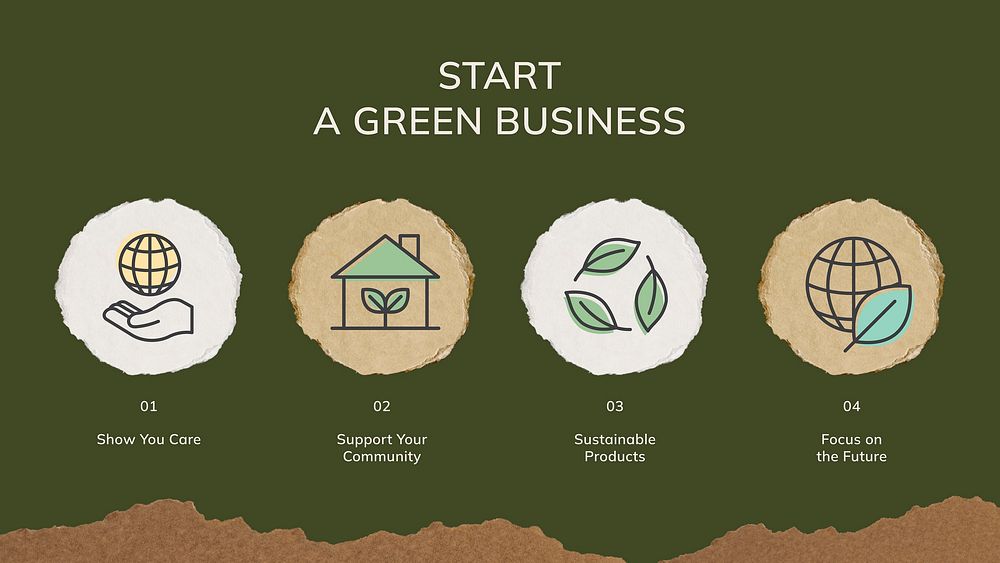 Green business PowerPoint editable template, sustainable strategy vector