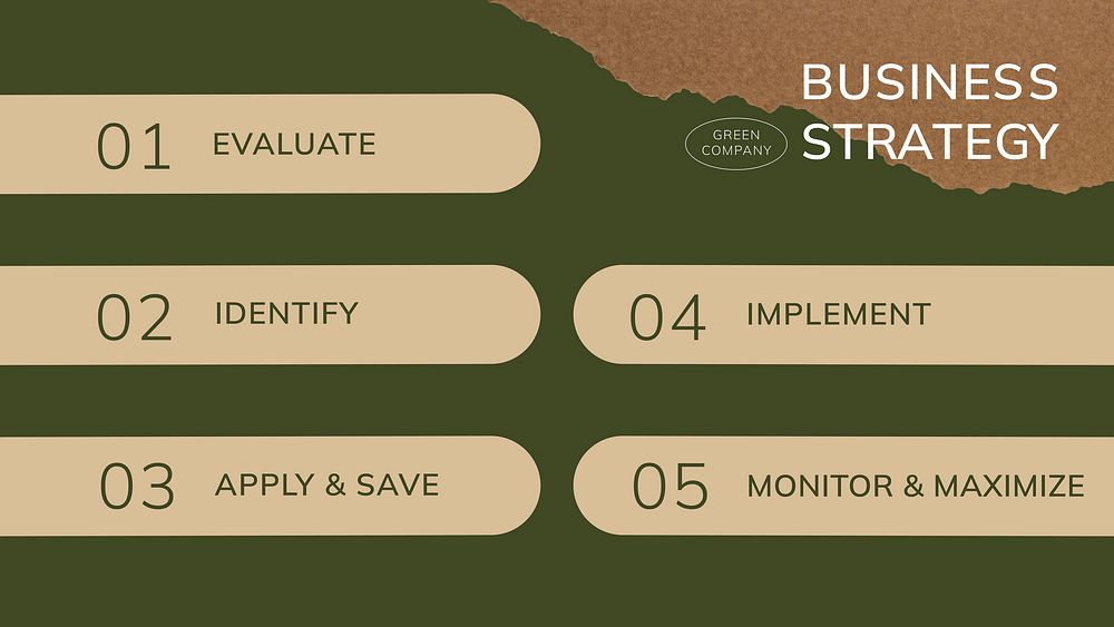 Business strategy presentation editable template, green environment design vector