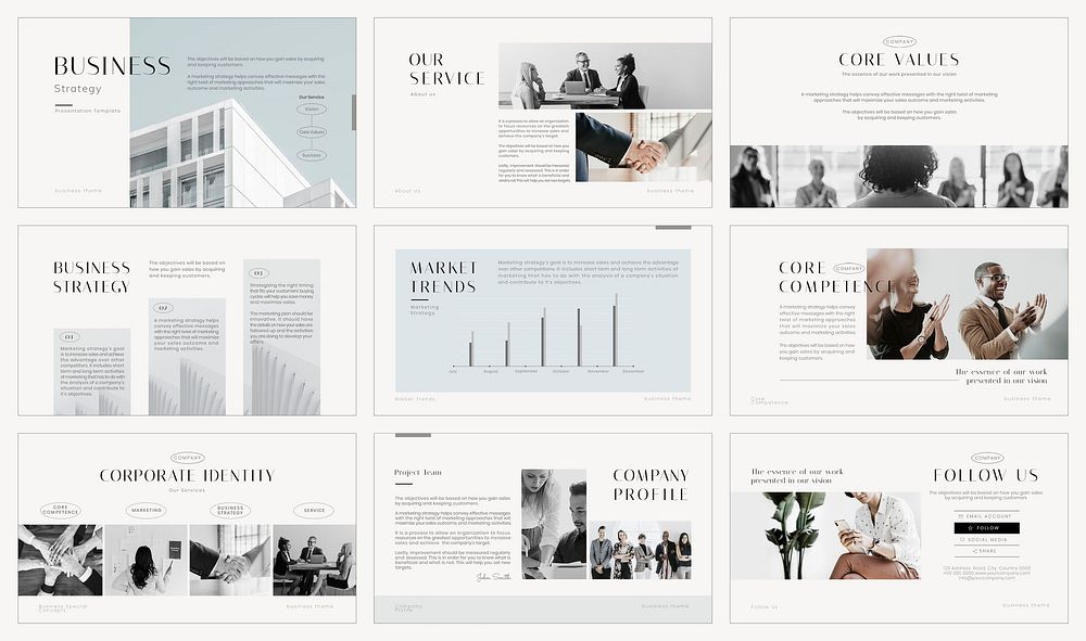 Modern business PowerPoint template collection psd