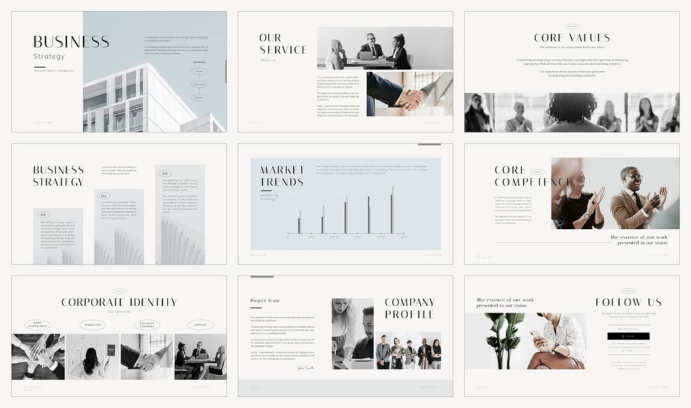 Modern business PowerPoint template collection vector