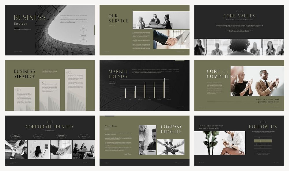 Modern business PowerPoint template collection vector