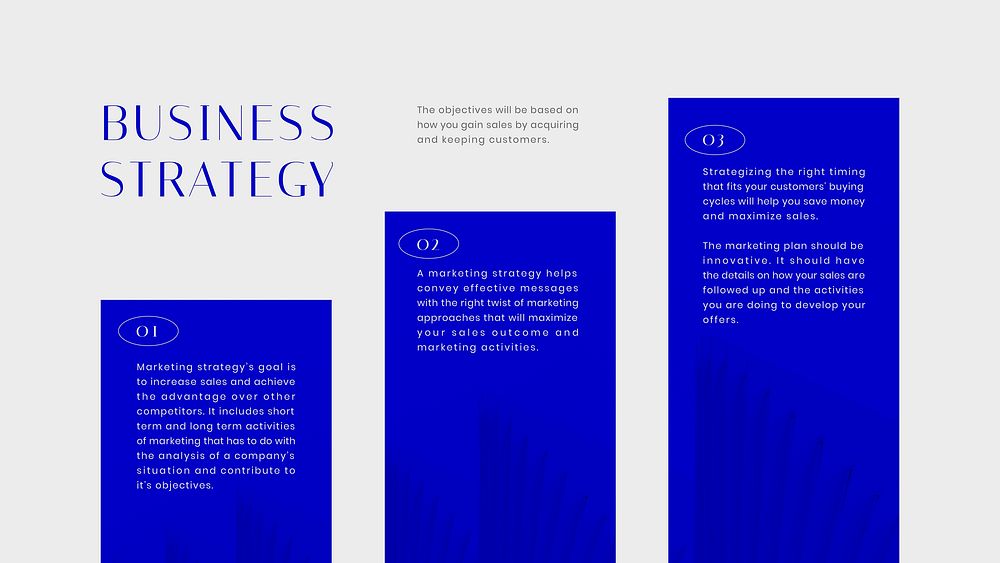 Business strategy presentation editable template, blue modern design vector
