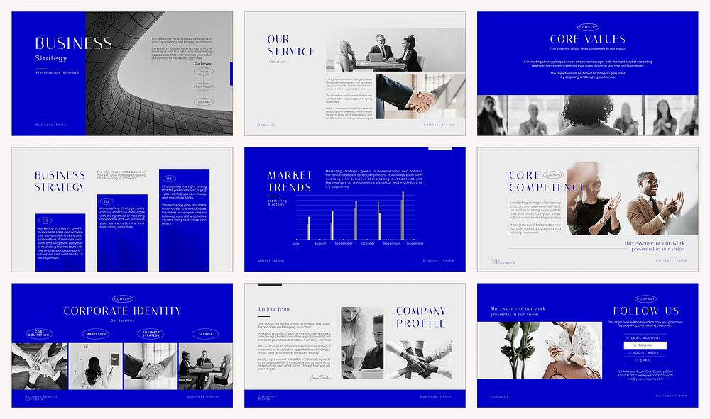 Modern business PowerPoint template collection psd
