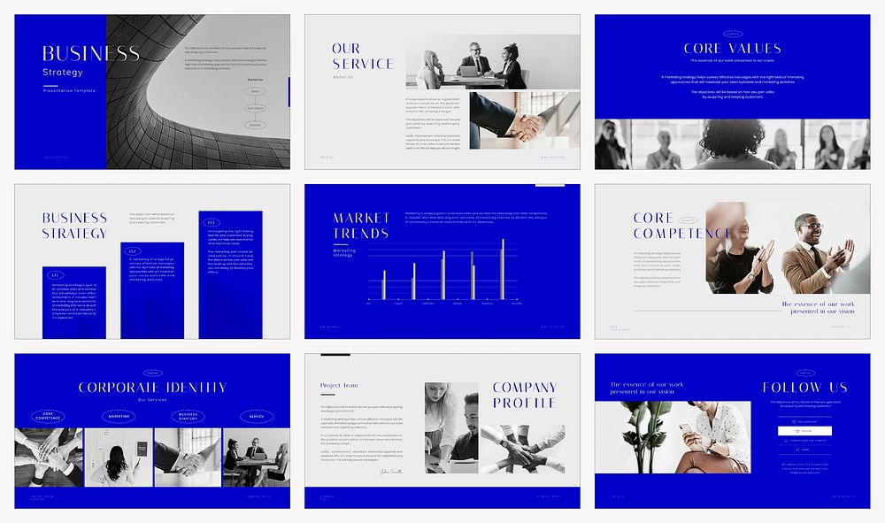 Modern business PowerPoint template collection vector