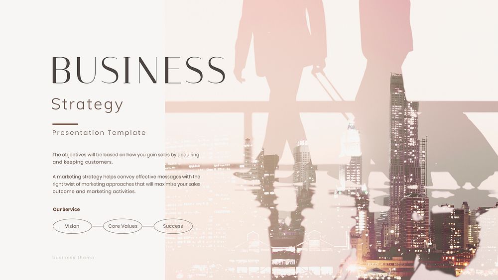 Business strategy presentation editable template, pink aesthetic vector