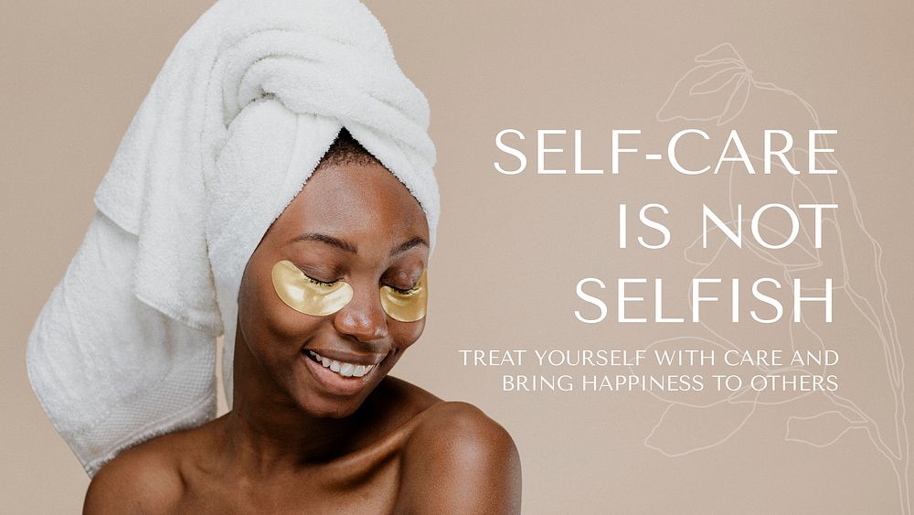 Self-care beauty Youtube thumbnail template, editable slide vector