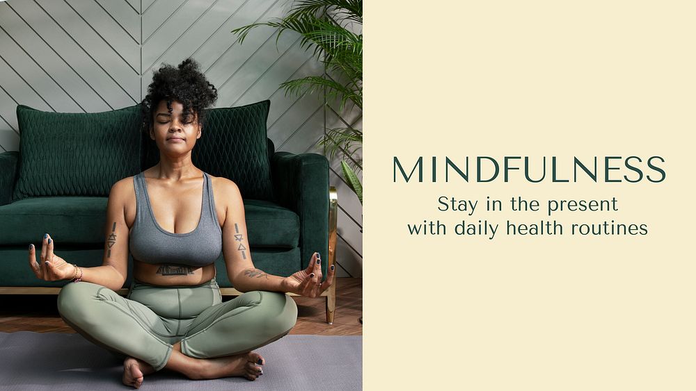 Mindfulness Youtube channel art template, editable text vector