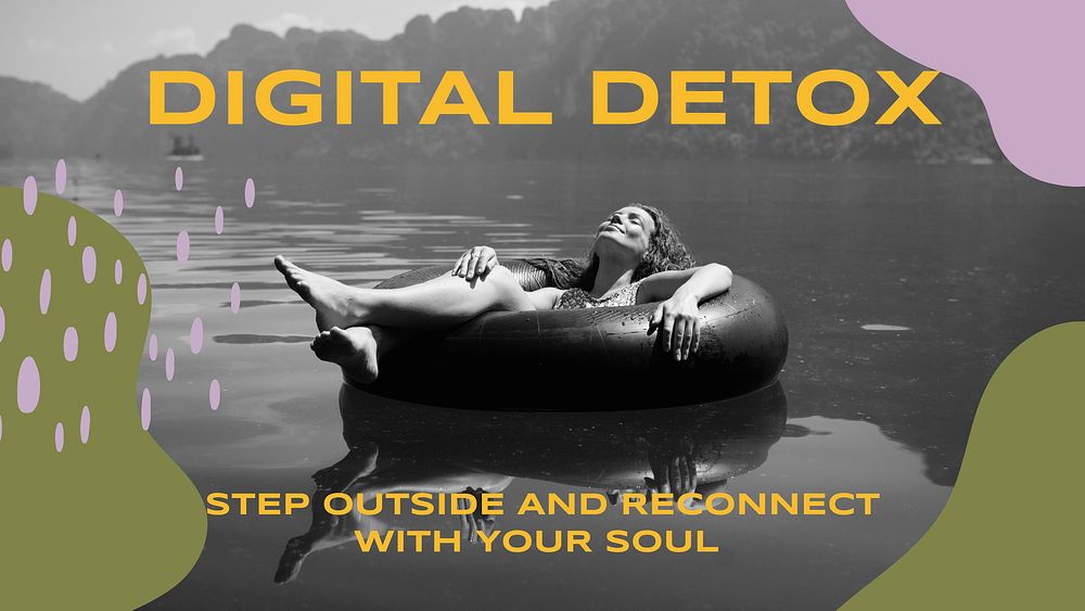 Digital detox Powerpoint presentation template, editable slide vector