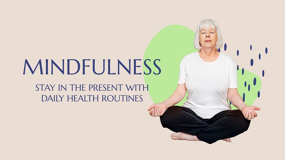 Mindfulness Youtube channel art template, editable text vector