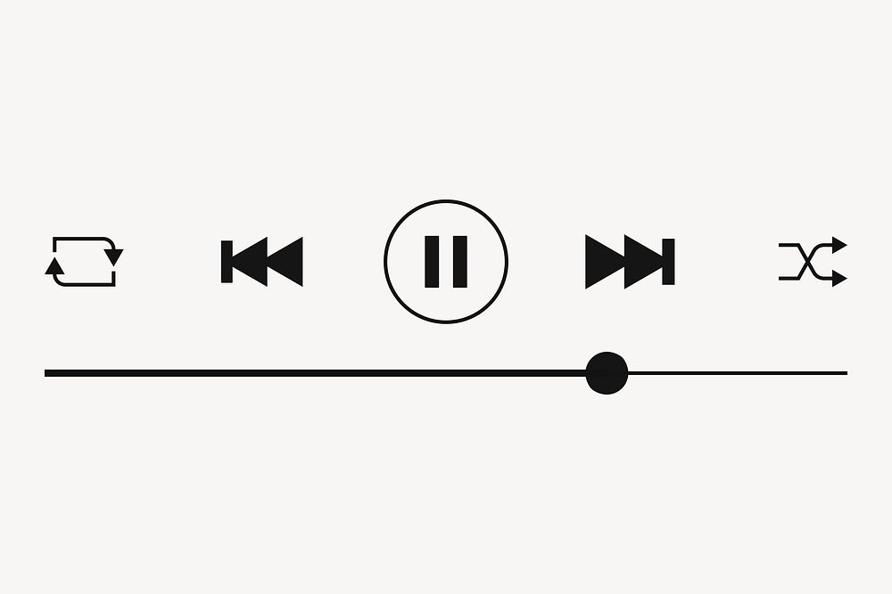 Music player bar collage element, minimal design, vector