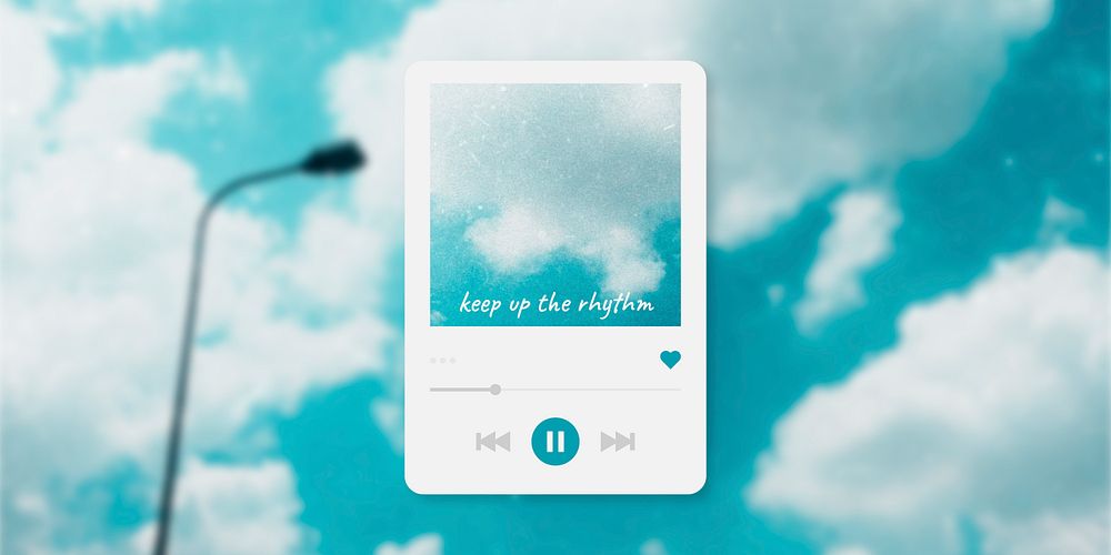 Music player Twitter ad template, vector