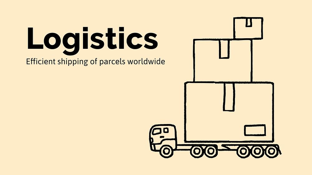 Shipping service PowerPoint template, cute doodle vector