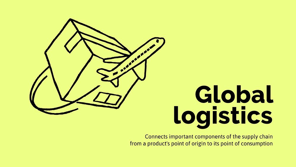 Global logistics Google Slide template, cute doodle vector