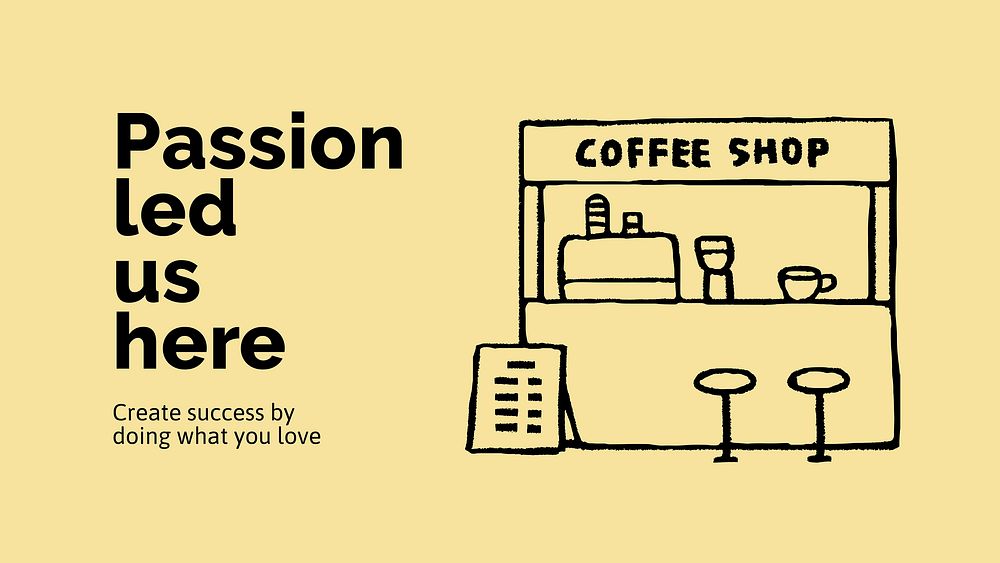 Coffee shop Google Slide template, cute doodle vector