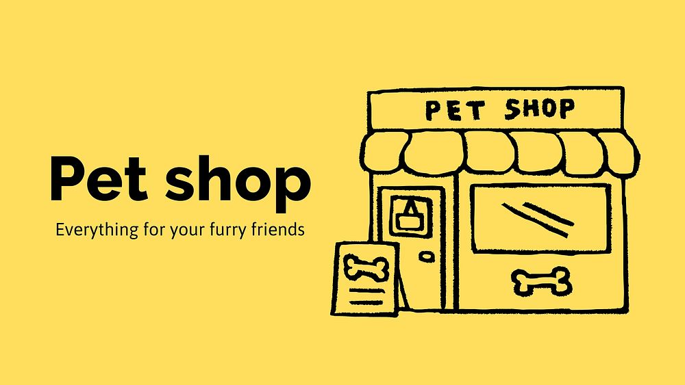 Pet shop Google Slide template, cute doodle vector
