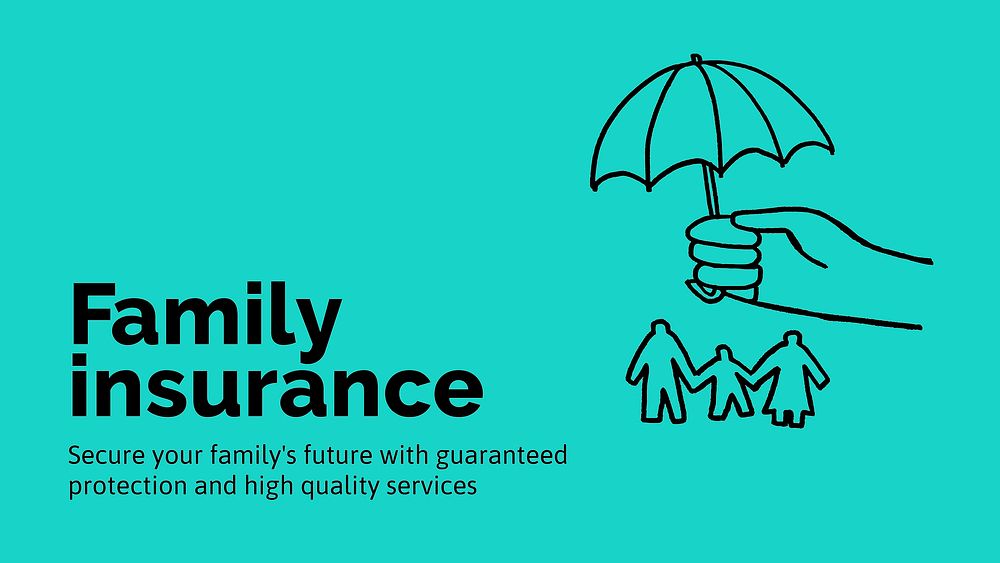 Family insurance presentation template, cute doodle vector