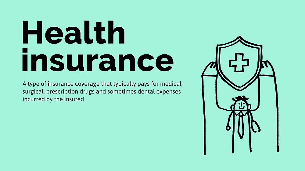 Health insurance Google Slide template, cute doodle vector