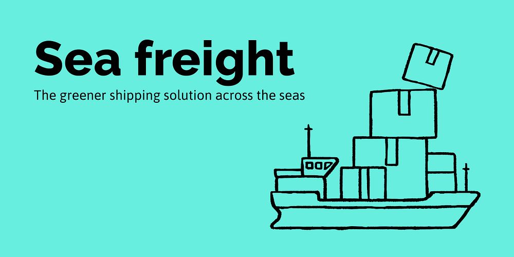 Sea freight Twitter post template, cute doodle vector
