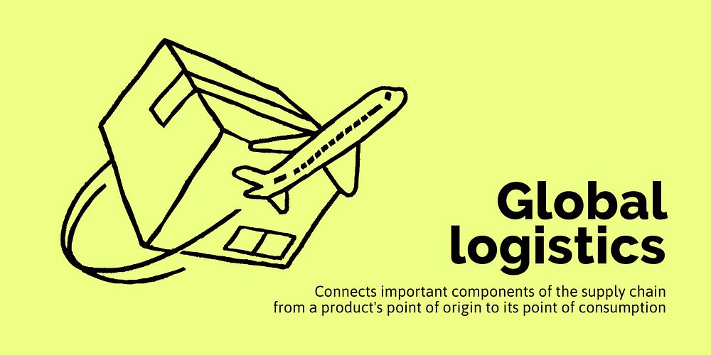 Global logistics Twitter post template, cute doodle vector