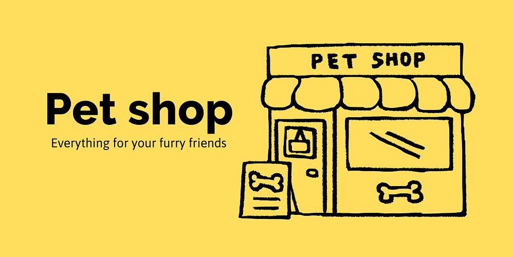 Pet shop Twitter post template, cute doodle vector