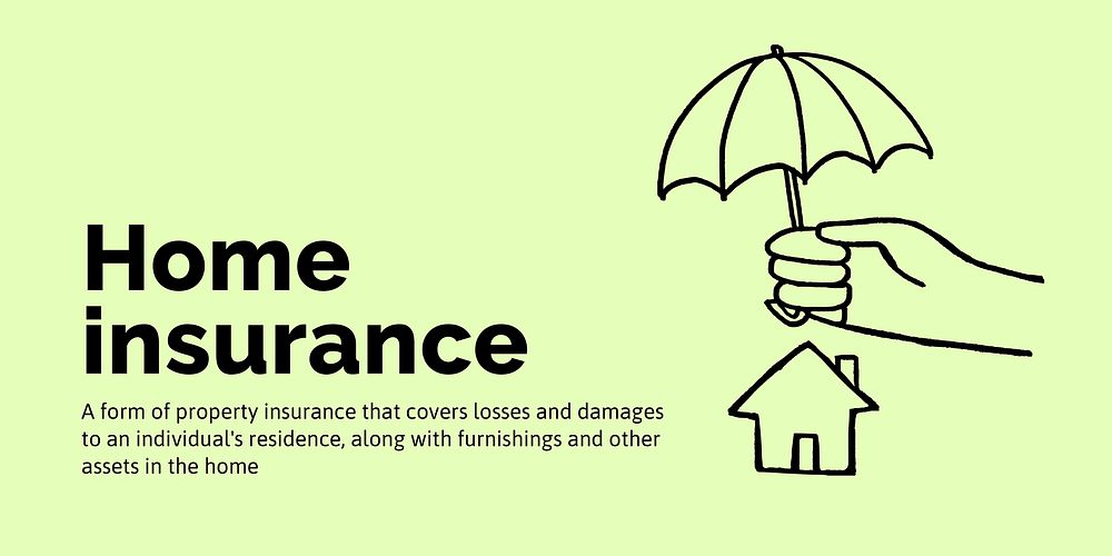 Home insurance Twitter post template, cute doodle vector