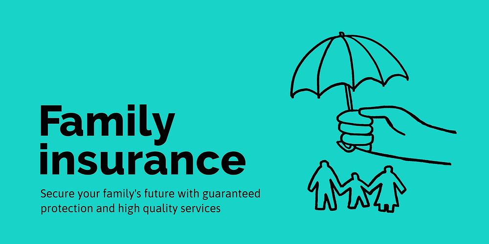 Family insurance Twitter post template, cute doodle vector