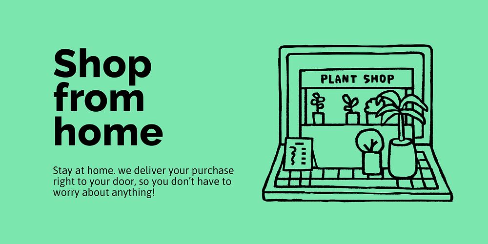 Online plant shop template, Twitter ad, cute doodle vector