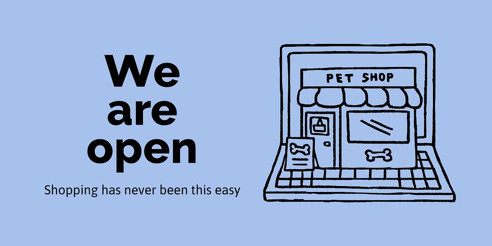 Online pet shop template, Twitter ad, cute doodle vector