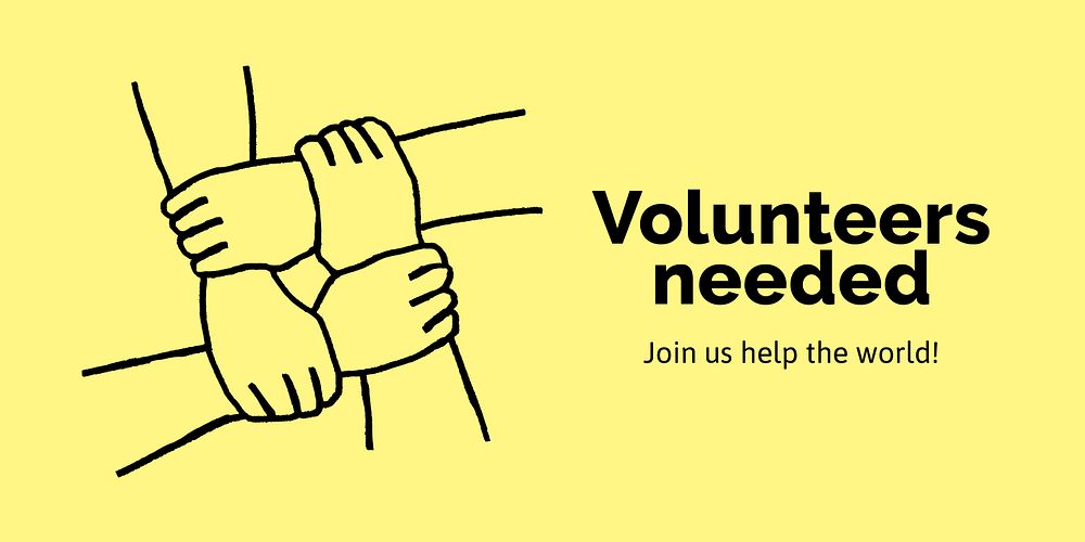 Volunteer recruitment Twitter post template, cute doodle vector
