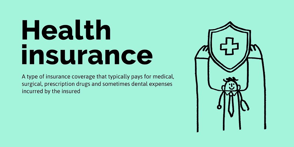 Health insurance Twitter post template, cute doodle vector