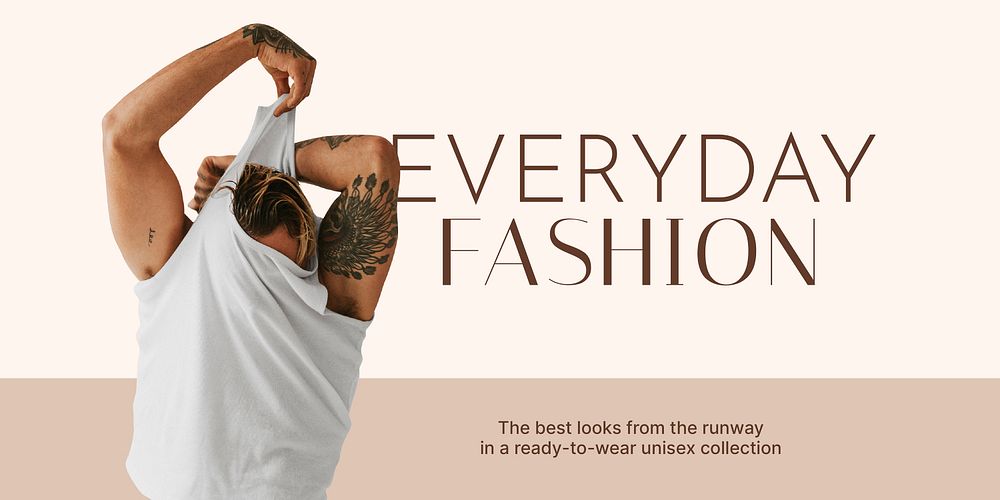 Men's fashion Twitter post template, beige design vector