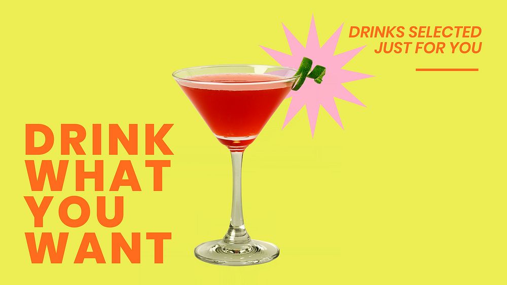 Colorful cocktail presentation editable template, drink what you want vector