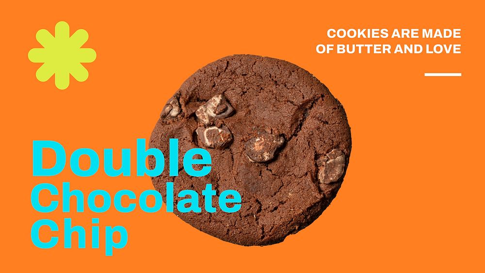 Chocolate cookie PowerPoint presentation template, dessert quote vector
