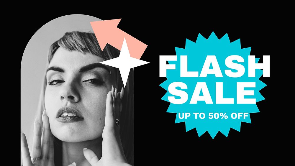 Flash sale YouTube thumbnail template, fashion, shopping ad vector