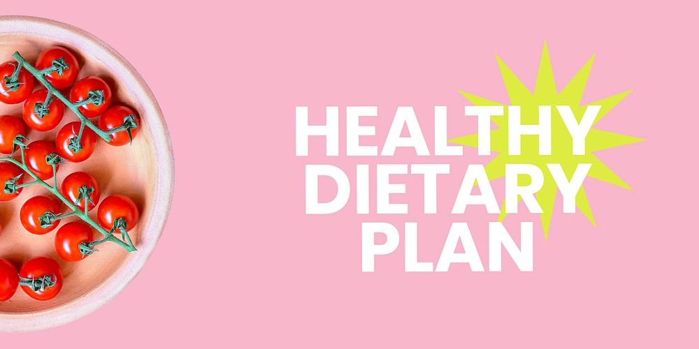 Healthy dietary Twitter post template, pink design vector